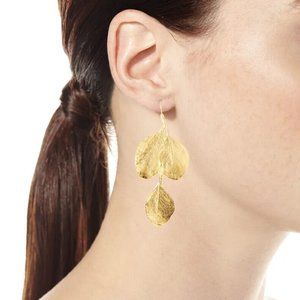 KENNETH JAY LANE Gold Leaf Hook Earrings